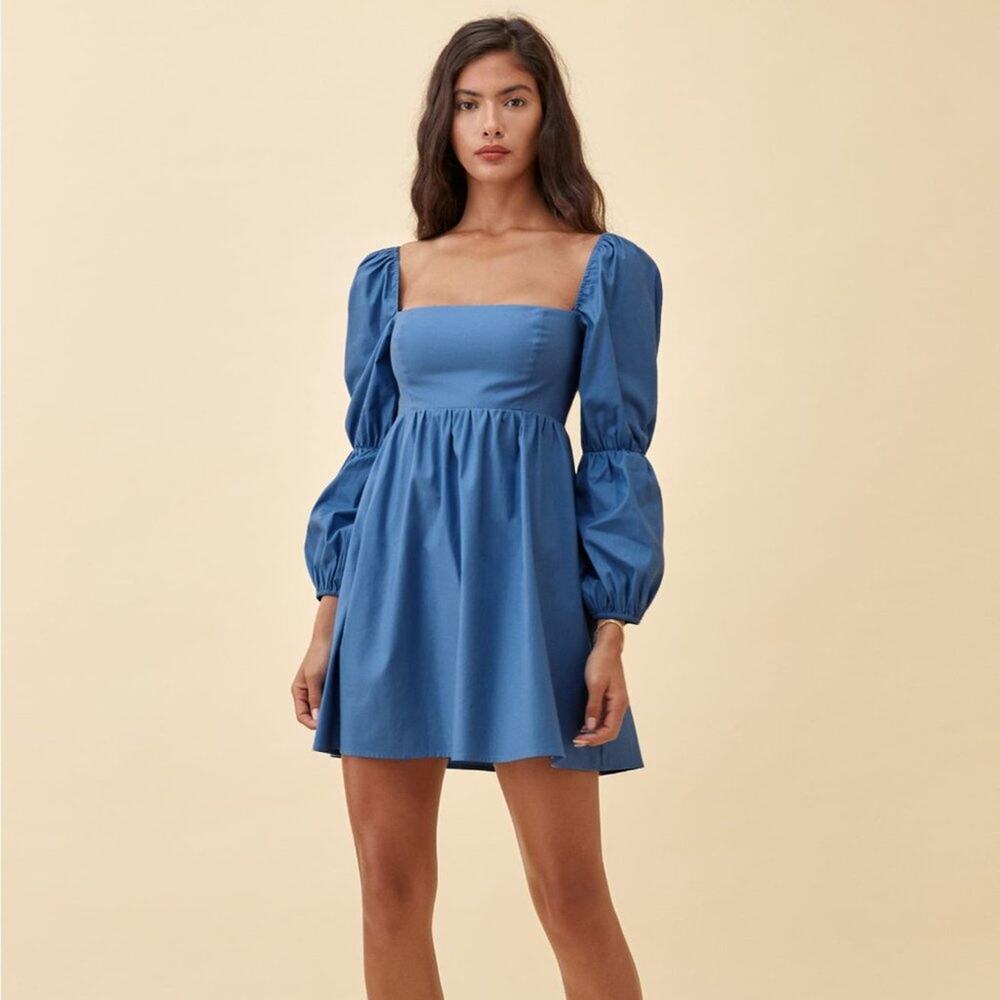 Reformation Michaela Puff Sleeve Babydoll Dress